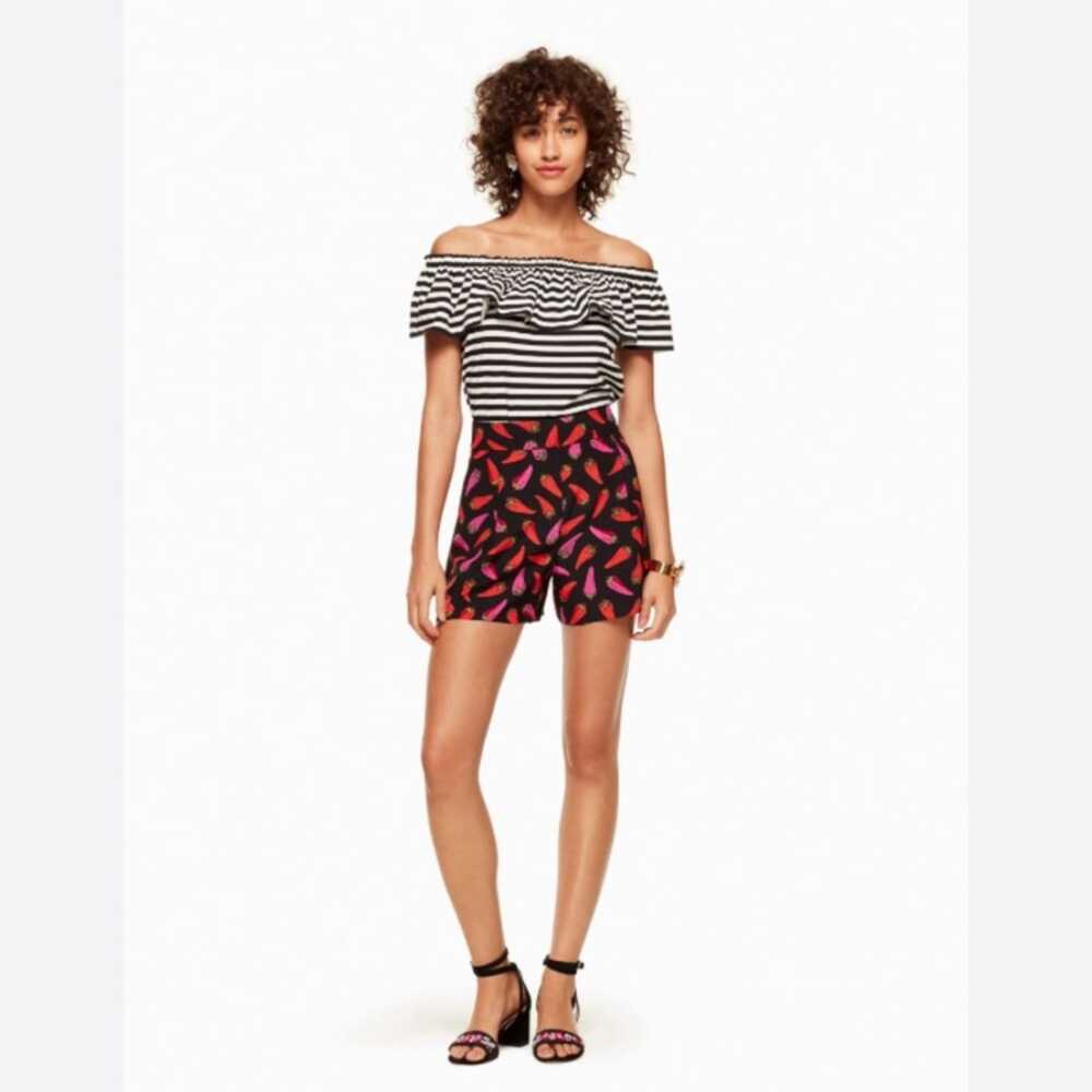 Kate Spade Hot Pepper Print High-Waist Shorts Black Size 4